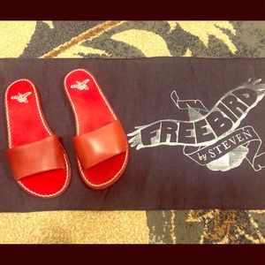 Freebird Red Strap Leather Sandals
